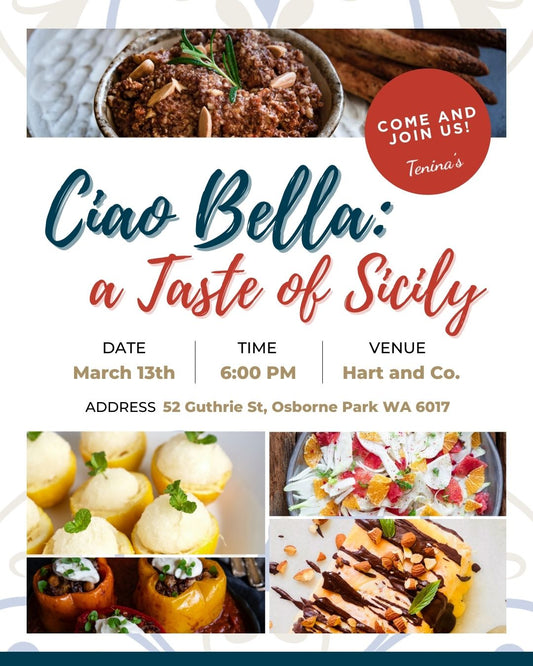 Ciao Bella; A Taste of Sicily CLASS MARCH 13th 6PM